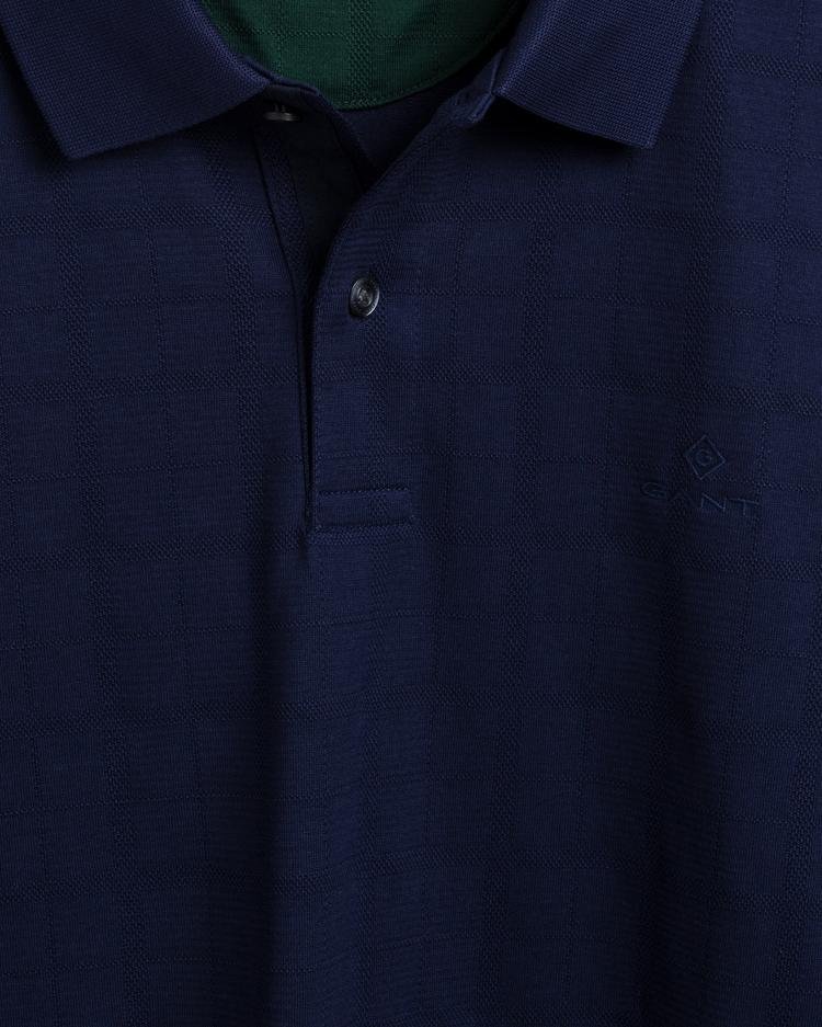 GANT Men's Texture Check Long Sleeve Rugger Polo - 2015036